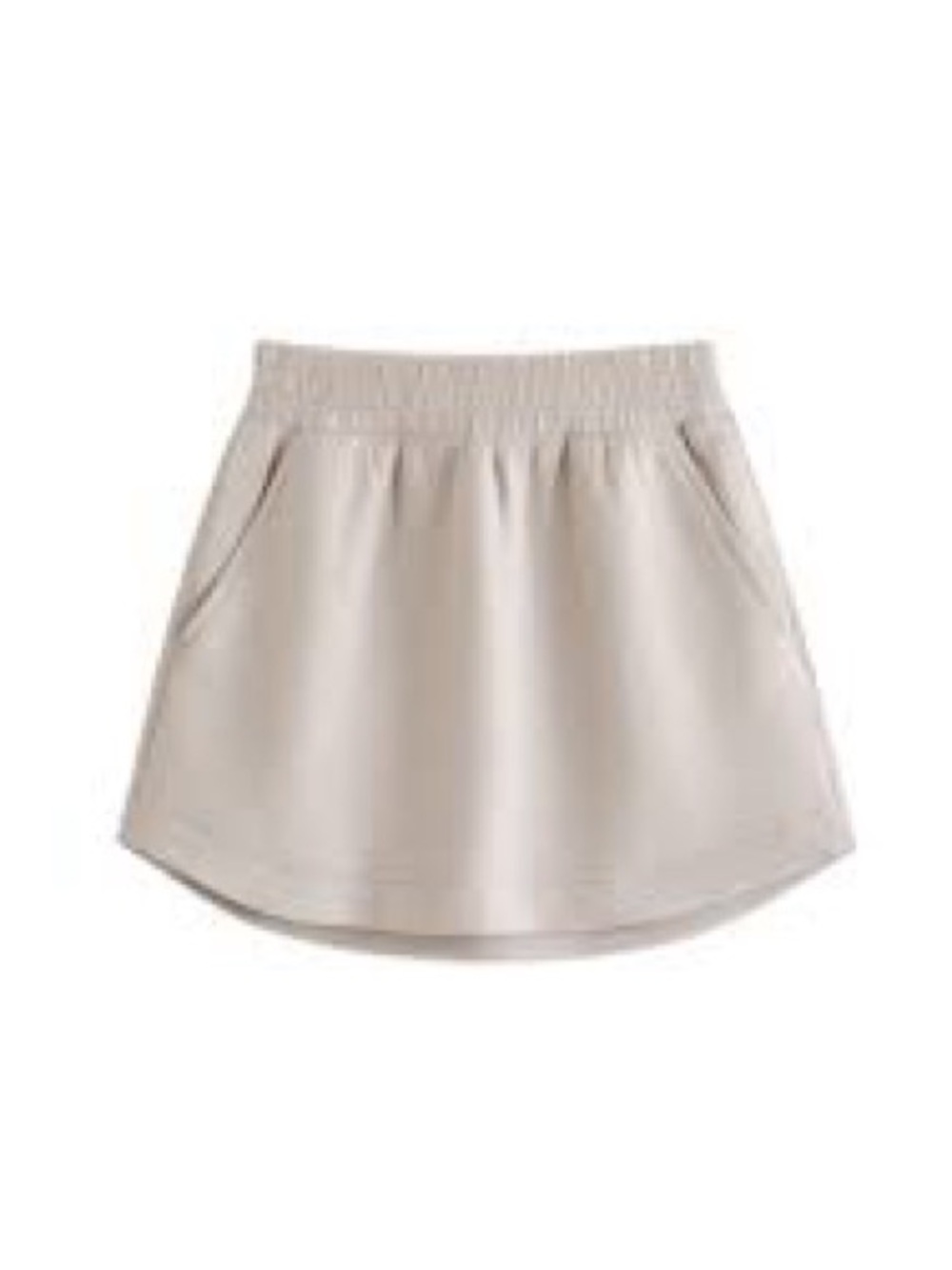 Everyday Elastic-Waist Cream Mini Skirt